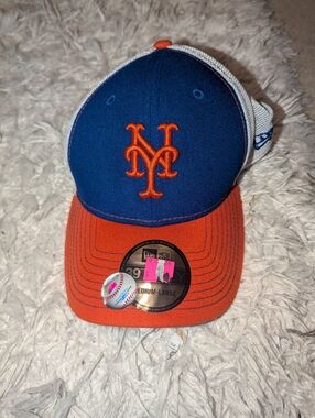 Nwot New York Mets Blue & Orange Mesh Back Cap Sz Medium/Large